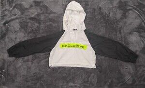 FOREVER 21 Women's White Black Hooded Windbreaker Jacket EXCLUSIVE M